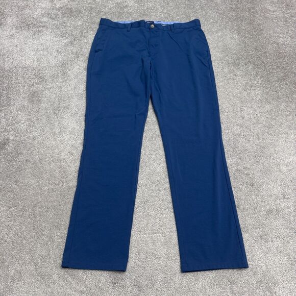 Johnnie-O Jupiter Golf Chino Pants Mens 35x32 Lake Blue Straight Leg Performance - Picture 1 of 16